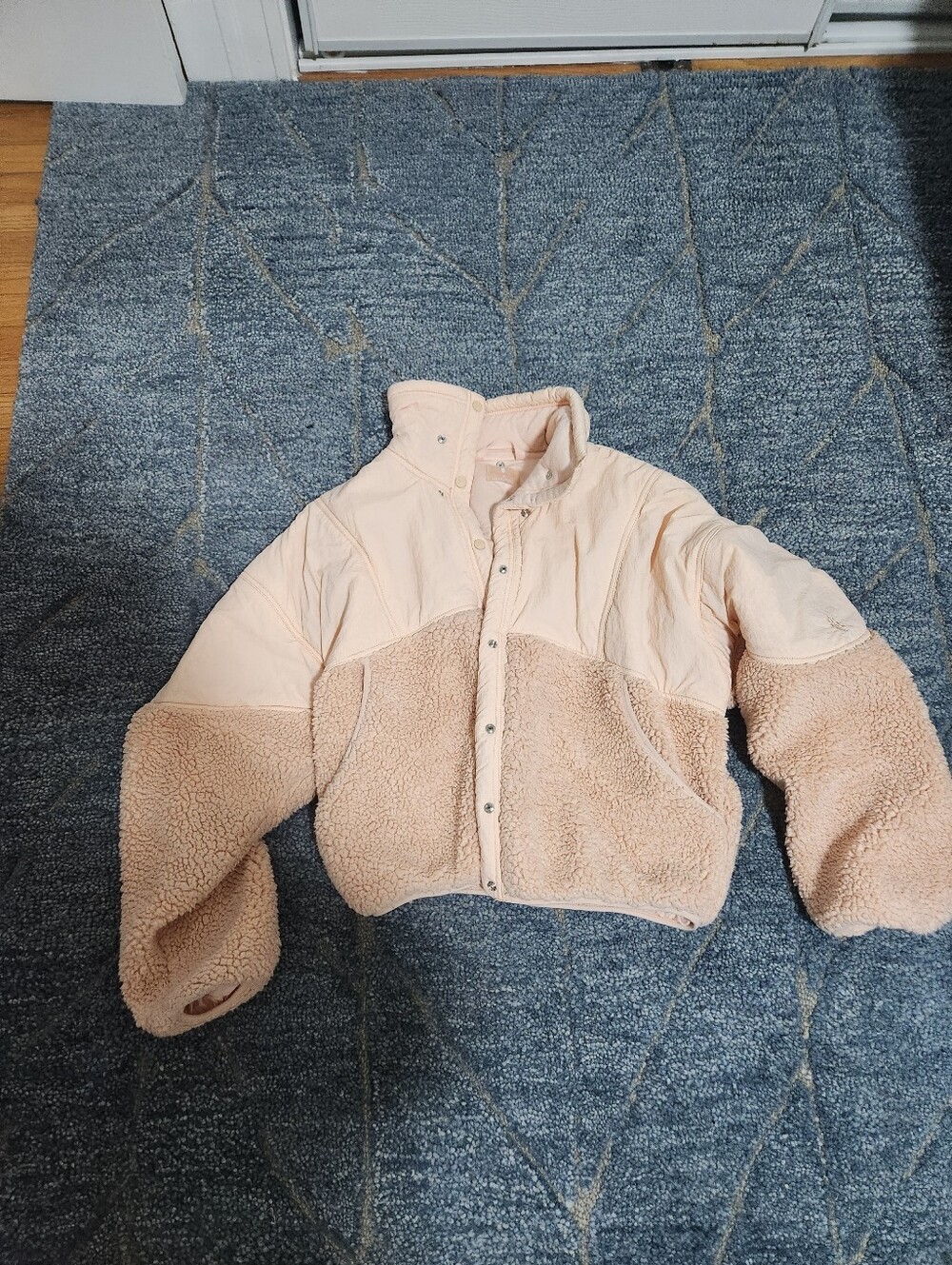 Free People pink oversized fleece zip up jacket medium